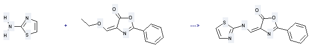 5(4H)-Oxazolone,4-(ethoxymethylene)-2-phenyl- and Thiazol-2-ylamine can be used to produce 2-Phenyl-4-(2-thiazolylaminomethylene)-2-oxazolin-5-one 